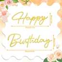 4 x FYSUIMU Large Birthday Felt Sign for Backdrop Glitter Gold Happy Birthday Felt Letter Sign for Men Women Party Arch Decor Wall Photo Prop