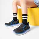 DREAM PAIRS Boys Girls Shoes Kids Slip on Tennis EZ-Ons MightyMovers Running Athletic Barefoot Zero Drop Sports Sneakers (4 Big Kid, Black/Grey/Royal)