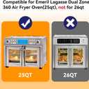 Air Fryer Accessories for Emeril Lagasse Dual Zone 25 QT Oven, Baking Set with Air Fryer Basket Baking Pan Parchment Paper Disposable Airfryer Liner for Emeril Lagasse Dual Zone 360 Extra Large