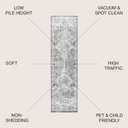 JONATHAN Y Modern Vintage Medallion Light Gray Runner Rug, 2x14, Country, Floral, Easy-Cleaning for Living Room, Bedroom, Kitchen, Pet Friendly, Non-Shedding (MDP100A-214)
