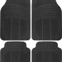 BDK Floor Mats, 4-Piece All-Weather Car Mat with Universal Fit Design, Durable Rubber Car Floor Mats with Capture Ridges, Waterproof for Cars Trucks SUV (Black)