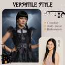 Benehair Black Braided Wig With Bangs, Long Braid Pigtail Wig For Women Adult Halloween Themed Party Cosplay Wed