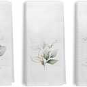 Sage Green Eucalyptus Botanical Kitchen Towels Set of 3, Farmhouse Spring Green Leaf Decorative Dish Tea Towels for Kitchen, Watercolor Greenery Hand Towels for Bathroom Decor, 16x24 Inch