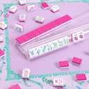 TIASUSAN American Mahjong Tile Set with160 Engraved Mahjong Tiles(1.2"), Mahjong Set with Pink Mahjong Bag, Racks and Accessories.