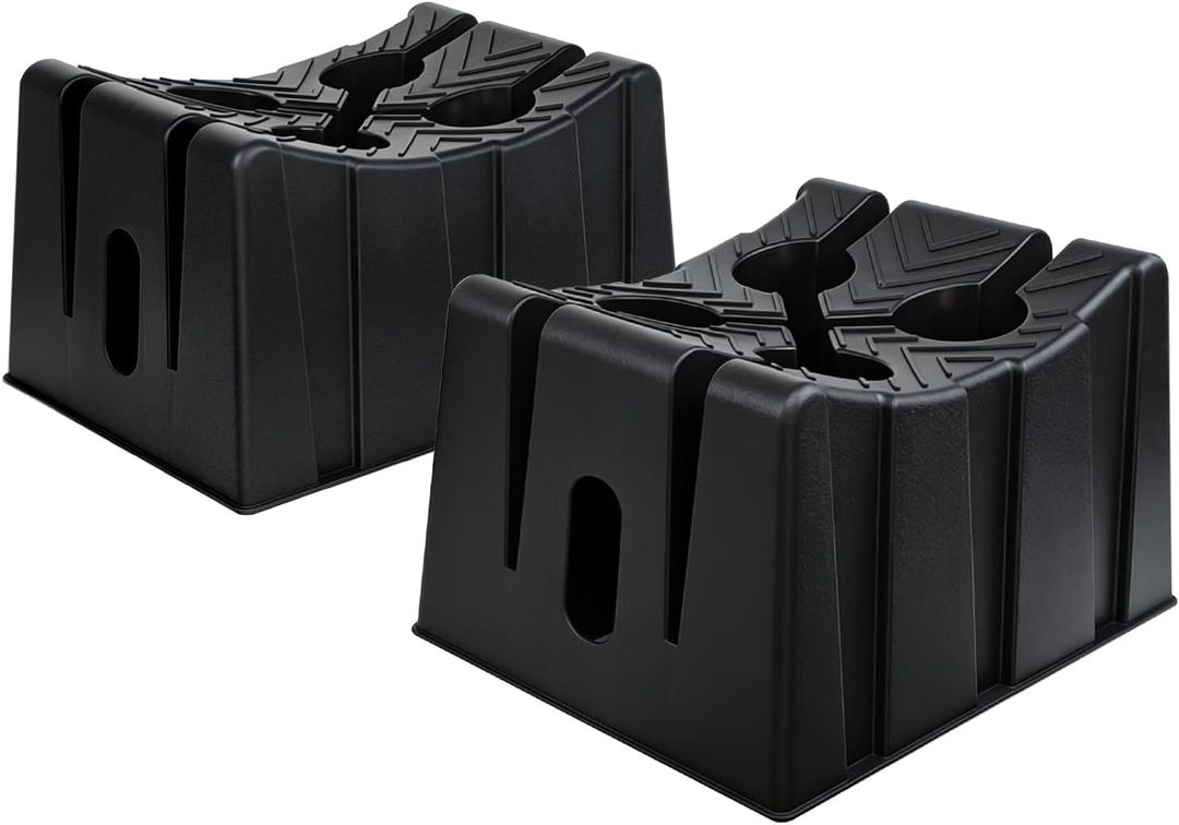 HOXWELL 2-Pack 8" Wheel Cradles for Car Maintenance Storage and Display, Heavy Duty Stackable Car Lift Wheel Blocks with Anti-Slip Base, for Garage, Workshop, Auto Shop, Motor Show, Black