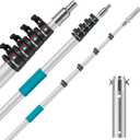 Pool Pole Telescopic 16FT Heavy Duty Aluminum, Adjustable Clasp Lock | Extension/Extendable Telescoping Tool for Above Ground/Inground Swimming Cleaning Supplies Brush/Skimmer/Net/Vacuum (silver)