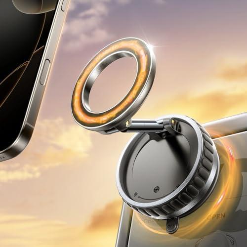 Amazon.com: 2026 Upgraded Vacuum Suction Cup Phone Mount for Magsafe [109+LBS Strongest Suction], 360 Adjustable Foldable Vacuum Magnetic Phone Holder for Car [24 N55 Stronger Magnets], for iPhone 17/16/15/14/13 : Cell Phones & Accessories