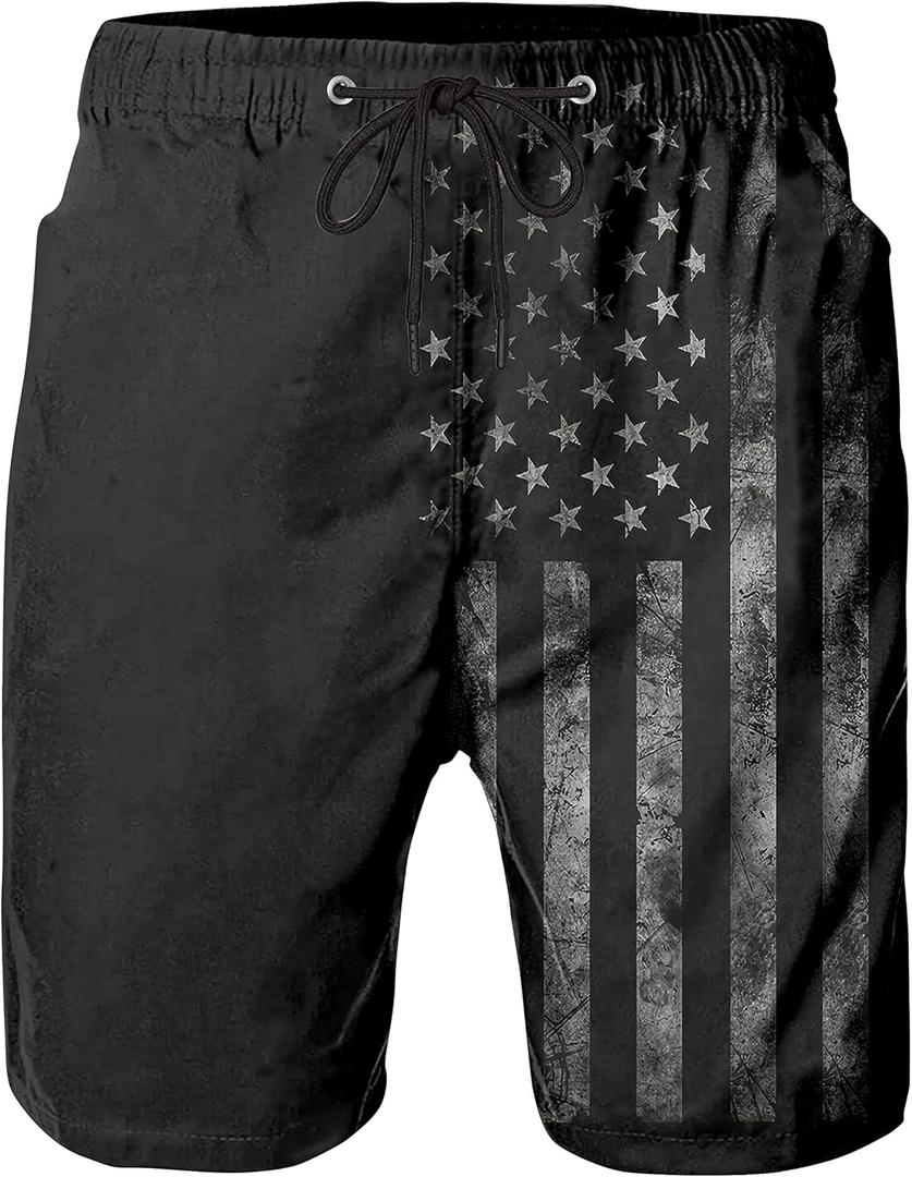 Mens Swim Trunks Quick Dry Board Shorts with Mesh Lining, Breathable Fit Hawaii Beach Shorts Swimwear Bathing Suits (Medium, Black)