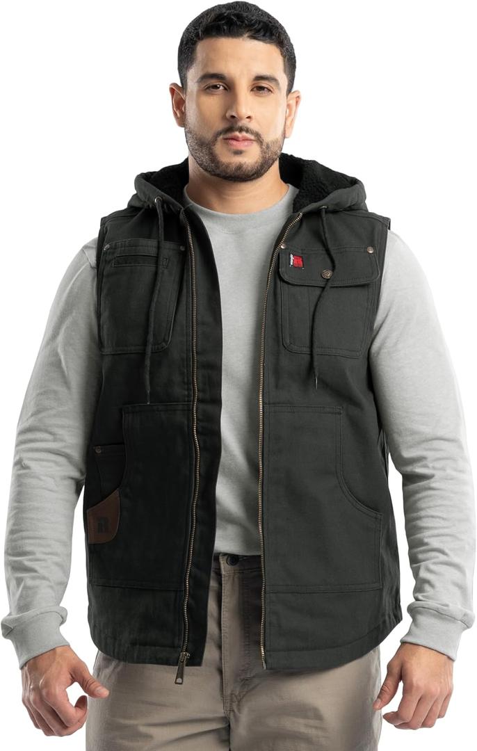 Wrangler mens Quilted Lined Vest With Hood (Large, Black)