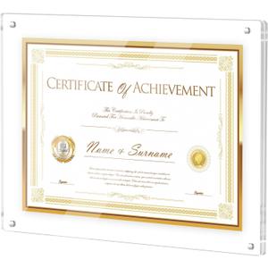 Clear Acrylic Frame, Fits 8.5x11, 11x14 and a4 Size Picture or Certificate, No Drill Wall Mounted Photo Frames, Self Adhesive Diploma Frames with Magnetic, Full Frame-11.6x14.6 Inch