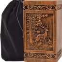 KIMNAG Wooden Cremation Urn for Human Wood Ashes Decorative Box Funeral Urns for Adult Male Female with Satin Bag Burial or Memorial Keepsake (Deer(XL) 250lbs)