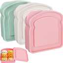 3 Set Sandwich Containers Sandwich Containers for Lunch Boxes Plastic Toast Shape Food Storage Box with Lid BPA Free Reusable for Family Adult Office Camping (Beige Green Blue)