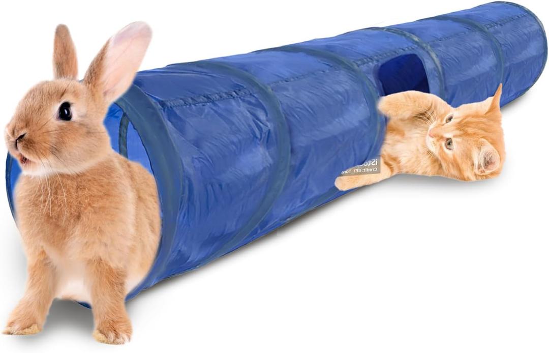 SunGrow Cat & Bunny Tunnel for Indoors, Connect Cat Tree, Hideaway Toys & Accessories Encourage Exercise for Dwarf Rabbits, Ferrets, Kitty, Guinea Pig,