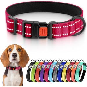 CollarDirect Reflective Dog Collar for a Small, Medium, Large Dog or Puppy with a Quick Release Buckle - Boy and Girl - Nylon Suitable for Swimming (14-18 Inch, Pink)