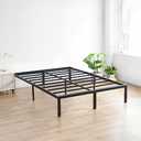 Olee Sleep 18 Inch Heavy Duty Steel Slat Anti-Slip Support, Easy Assembly Platform Bed Frame, Noise Free Steel Mattress Foundation, Maximum Storage, No Box Spring Needed, Black, Cal King Size