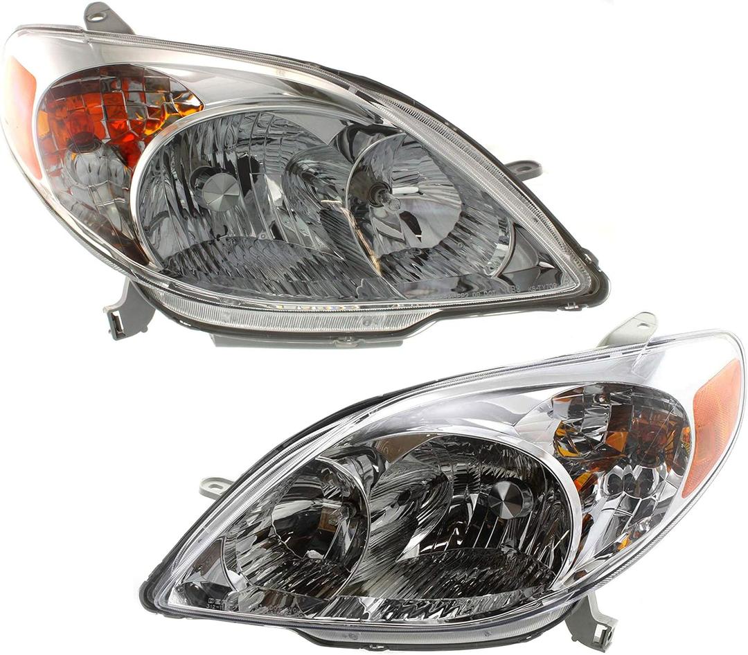 Garage-Pro Headlights Assembly Pair for Toyota Matrix Base XR XRS 2003-2008 Halogen, With Bulbs, Replaces# 8115002220 8111002210