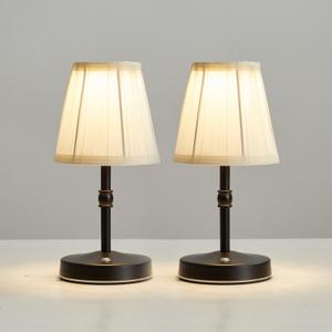 LED Cordless Mini Lamp 5W,3000 mah Battery Operated Lamps,3 Color Temperature Dimmable Table Light,Small Rechargeable Lamp,Kitchen Lamps Countertop,Restaurant (Black,2Pack) (Black-9.8 inch-2Pack)