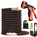 Expandable Garden Hose 75ft - Expanding Flexible Water Hose with 10 Function Spray Nozzle, Leakproof Durable 3750D Fabric Lightweight No Kink 3/4" Solid Brass Fittings for Watering/Washing