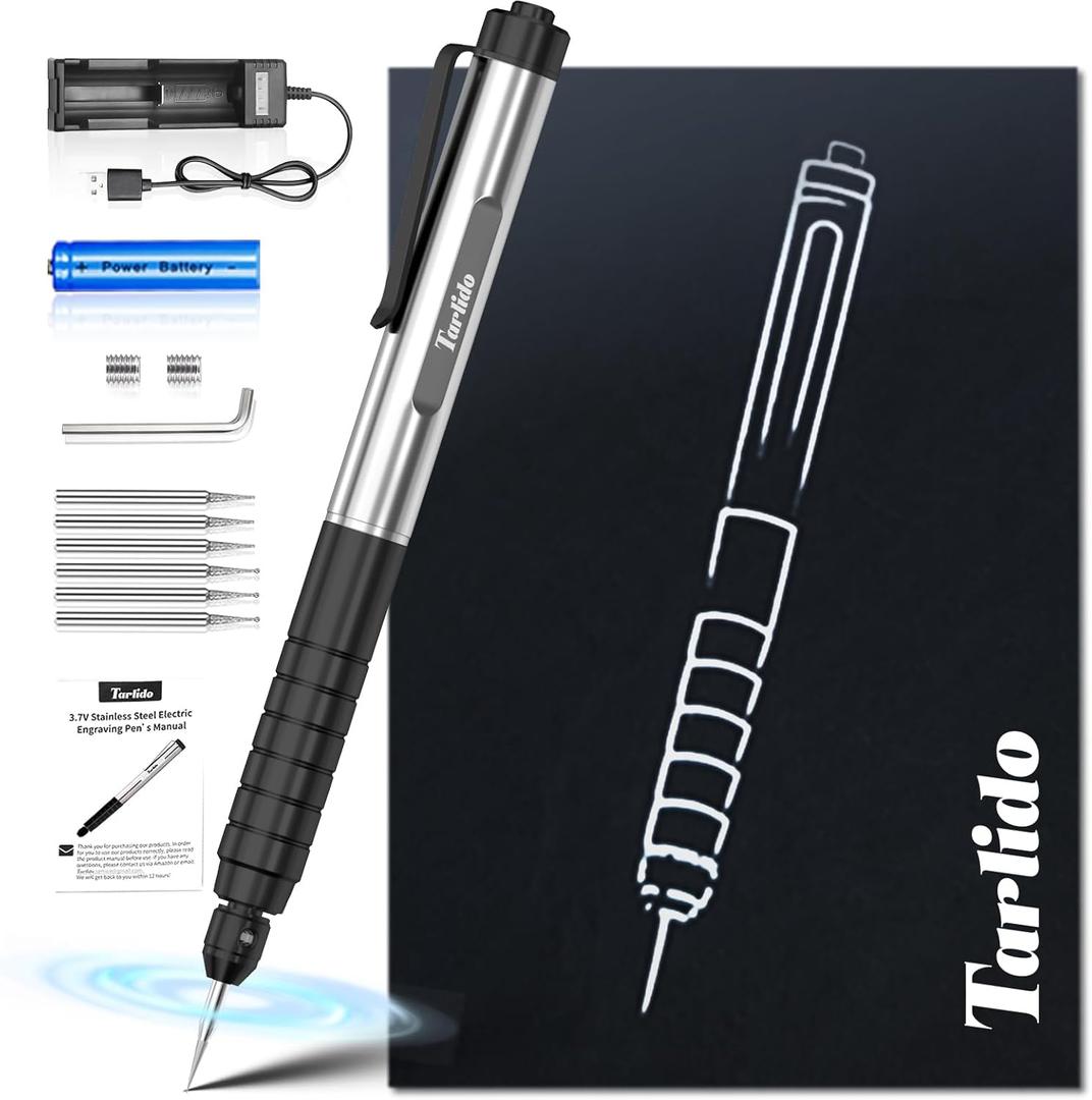 Engraving Pen, USB Rechargeable Cordless Rotary Tools, Professional Mini Carving Machines Portable DIY Engraver Machine for Metal to Wooden, Glass, Jewelry-Black