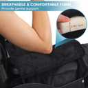 2PCS Wheelchair Armrest Pads with Hook and Loop Straps, Soft & Warm Short-Pile Plush Wheelchair Armrest Pads, Non Slip Arm Rest Covers for Handicapped/Adult, Comfort Foam Wheel Chair Arm Cushion-Black