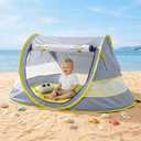 Poray Portable Baby Beach Tent with UPF 50+ Sun Shelter,Mosquito Net and Sunshade, Ideal Pop Up Kids Travel Tent with Carry Bag & 2 Stakes,Outdoor Indoor Play and Sun Protection