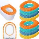 8 Pcs 11.8 Inch Thicker Bathroom Toilet Seat Cover Pads Soft Comfortable Toilet Seat Cushion Cover Stretchable Toilet Seat Warmer Easy Installation Cushioned Lid Covers (Yellow, Blue, Green, Orange)