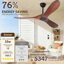 60 Inch Ceiling Fan No Light, Wood Indoor Outdoor Ceiling Fans for Patios Living Room Bedroom Gazebo, Big High CFM Wet Rated Wooden Propeller Ceiling Fan for Sloped Ceiling (Walnut)