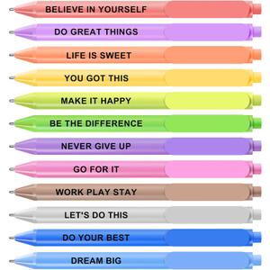 4 x WY WENYUAN 12Pcs Funny Adult Ballpoint Pens Set, Quick-Drying Black Ink, Lightweight & Smooth Writing for Office Gifts, School, Adults (Medium/Fine Point)