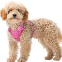 BARKBAY No Pull Dog Harness Large Reflective Dog Harness with Front Clip and Easy Control Handle for Walking Training Running with ID tag Pocket(Pink,XS)