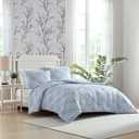 Laura Ashley - Twin Comforter Set, Soft Cotton Bedding with Matching Shams, Floral Home Decor, Oeko-Tex Certified (Quartet Blue, Twin)