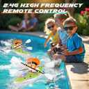 Remote Control Boat for Kids 6-12: Rc Speedboat Toy with Led Lights - Smart Water Sensor Auto On/Off, Dual Modes 2.4ghz Remote Boat for Pool Lake Bath Fun - Gift for Kids Ages 6-12+Green