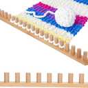 Sienson 48" Chunky Knitting Loom for Blanket Making  Foldable Wood Frame, Portable DIY Hand Knitting Kit for Beginners, Reusable Blanket Loom for Bulky Yarn Crafts & Gifts