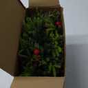 4 Pack 12 Inch Christmas Kitchen Decor Mini Christmas Wreath Small Cabinet Wreaths with Red Bow Eucalyptus Leaves Flowering Boxwood Branches Red Berry Xmas Wreaths for Windows Door Wall Stairs Home