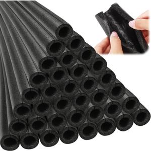 Amylove 12 Pcs 3.3 Feet Foam Pipe Insulation Foam Tube Insulating Water Pipe Pool Swim Noodles Pre Slit Heat Preservation Pipes Covers for Tubing Outdoor Winter Freeze Protection(Black,1 Inch)
