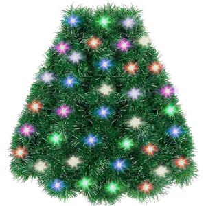 JXITON 33ft Christmas Garland, Greenery Artificial Pine Garland with Light Twisted Hanging Garland Holiday Decor for Stairs Mantle Fireplace Home Party Holiday Christmas Indoor Outdoor Decortion
