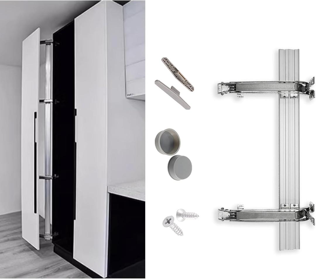1 Set Opening Door Hinge Set 180 Parallel Opening Cabinet Wardrobe Door Sliding Load-Bearing 17.6lbs Heavy Duty Hinge