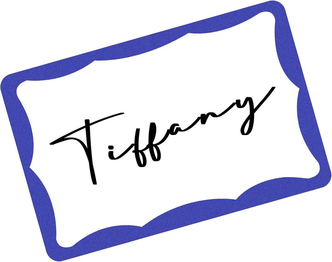 390Pcs Name Tags, 3in x 2in Name Tag Stickers, Name Tags Sticker for School Office Home (White with Blue Border) (Bule)