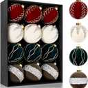 Joyido 12PCS Velvet Christmas Ornaments - Christmas Balls Ornaments - 80mm Glitter Christmas Tree Decoration with a Delicate Gift Box for Christmas, Parties, Decorations(Burgundy Beige Green Brown) (Mixed Color)