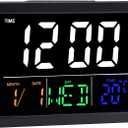 Lancoon LCD Digital Alarm Clock, Color Large Screen with Snooze Function Temperature Week Date Time Simple Battery Supply for Outdoor Students Living Room (Black)