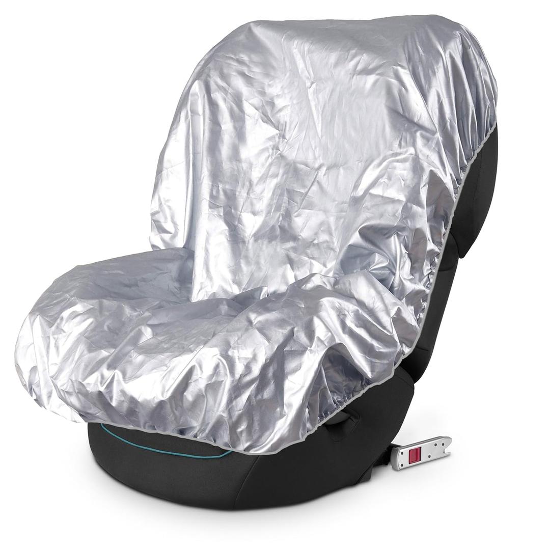 EcoNour Baby Car Seat Sun Shade Cover | Infant Carseat Heat Protector Keeps Toddler Seat at a Cool Temperature | Reflective car seat Sunshade Blocks Out Heat | Baby Travel Accessories, Silver
