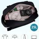 Wandering Nature Personal Item Travel Bag, Small Duffle Bag for Women with Wet Pocket & 14'' Laptop Compartment, Lightweight Carry on Weekender Duffel, Wave pattern (Black)