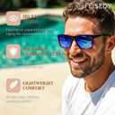 FEISEDY Square Polarized Sunglasses for Men Women Lightweight B0441 | 100% UV400 protection, Sport-focused TR90 frame, HD TAC lenses, Built for outdoors, 50% recycled materials, 58mm lens width