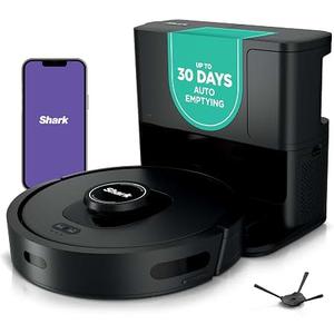 Shark AV2501S AI Ultra Robot Vacuum with HEPA Self-Empty Base, Bagless, 30-Day Capacity, LIDAR Navigation, Smart Home Mapping, UltraClean, Perfect for Pet Hair, Works with Alexa, Black