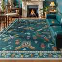 Lahome Insect Washable Rugs 8x10, Soft 8x10 Area Rugs for Living Room, Non Slip Bedroom Rug Under Bed Ultra-Thin Large Carpet for Dining Room Office Playroom Vionnet(8'x10',Dark Green)