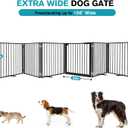 Snagle Paw Extra Wide Dog Gate,Free Standing Dog Fence with Door, Up to 156 Inch Wide Pet Gate with Support Feet for Stairs, Hallways, Doorways, Yard (Black, 6 Panels)