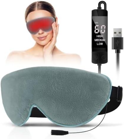 KOVNLO Heated Eye Mask, Washable USB Electric Moist Heat Warm Compress for Eyes, Eye mask with Flaxseed for Dry Eyes, Blepharitis, Chalazion, MGD, Stye Eye Treatment