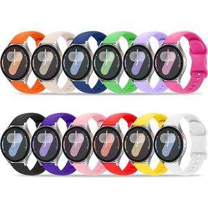 12 Pack Bands Compatible with Samsung Galaxy Watch 7 6 5 4 40mm 44mm/6 4 Classic 43mm 47mm 42mm 46mm/5 Pro 45mm/Active 2 Band for Women Men, Silicone Sport Breathable Strap