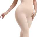 SHAPERX Hourglass Leggings Anti Cellulite Compression Full Body Shapewear Breathable No Roll Down,Beige, L/XL