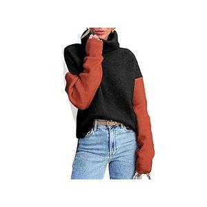 Dokotoo Women's Casual Turtleneck Sweater with Long Sleeves and Side Slit, Size 2XL