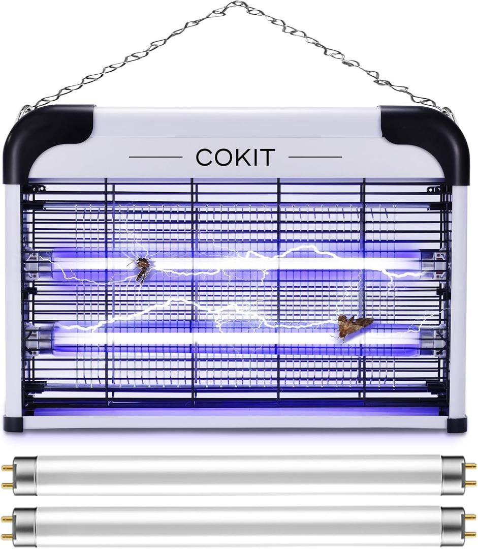 20W Indoor Bug Zapper and Electric Insect Killer, Fly and Mosquito Zapper for Home, Kitchen, Garage, Patio, Includes 2 Extra Replacement Bulbs (No Bug Collection Tray)